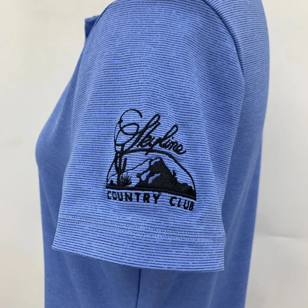 Nike Golf Polo Shirt Womens M Blue Ace Stripe Quarter Zip Skyline Country Club